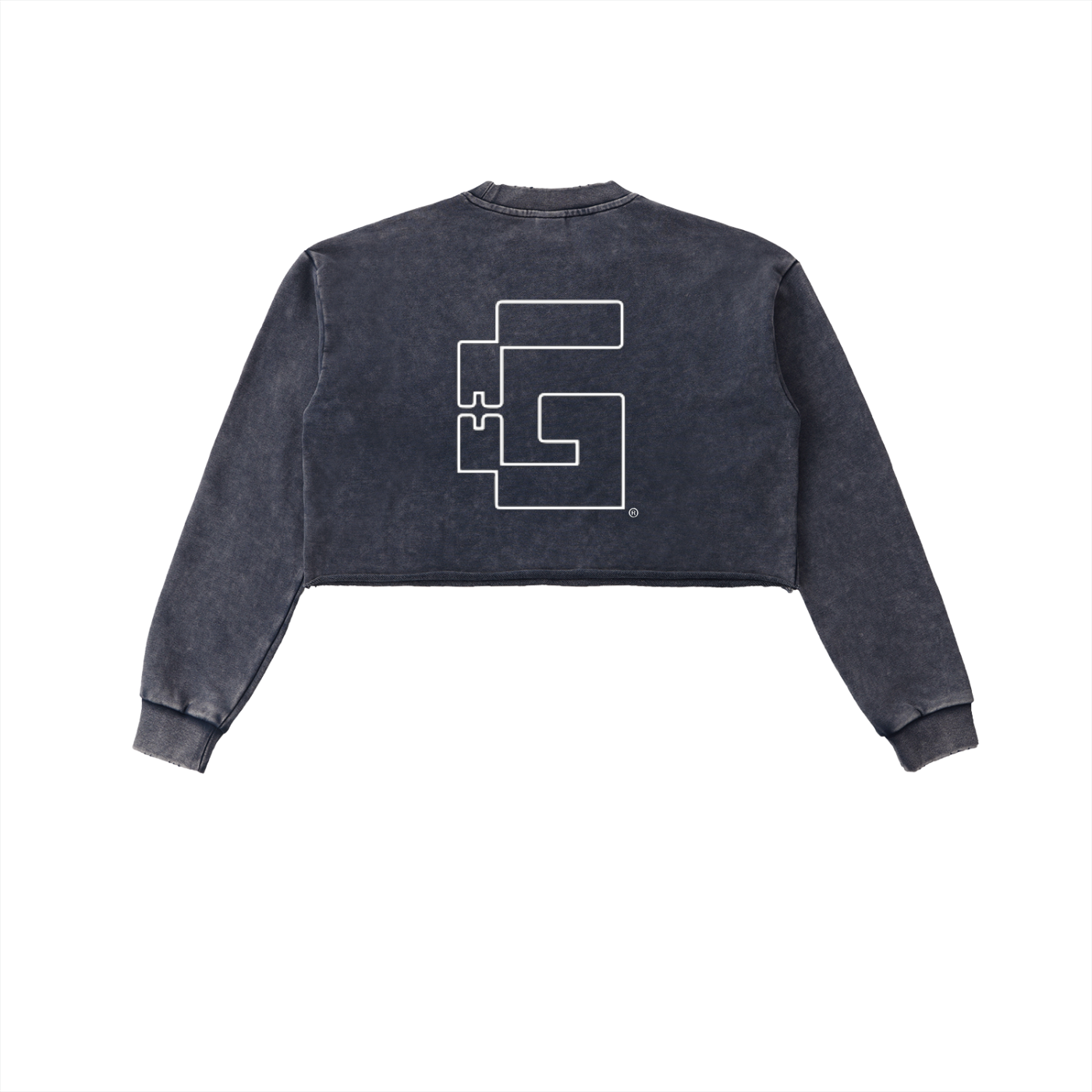 Snow‑Washed Raw‑Edge Cropped Sweatshirt — +G’s Aligned Edition