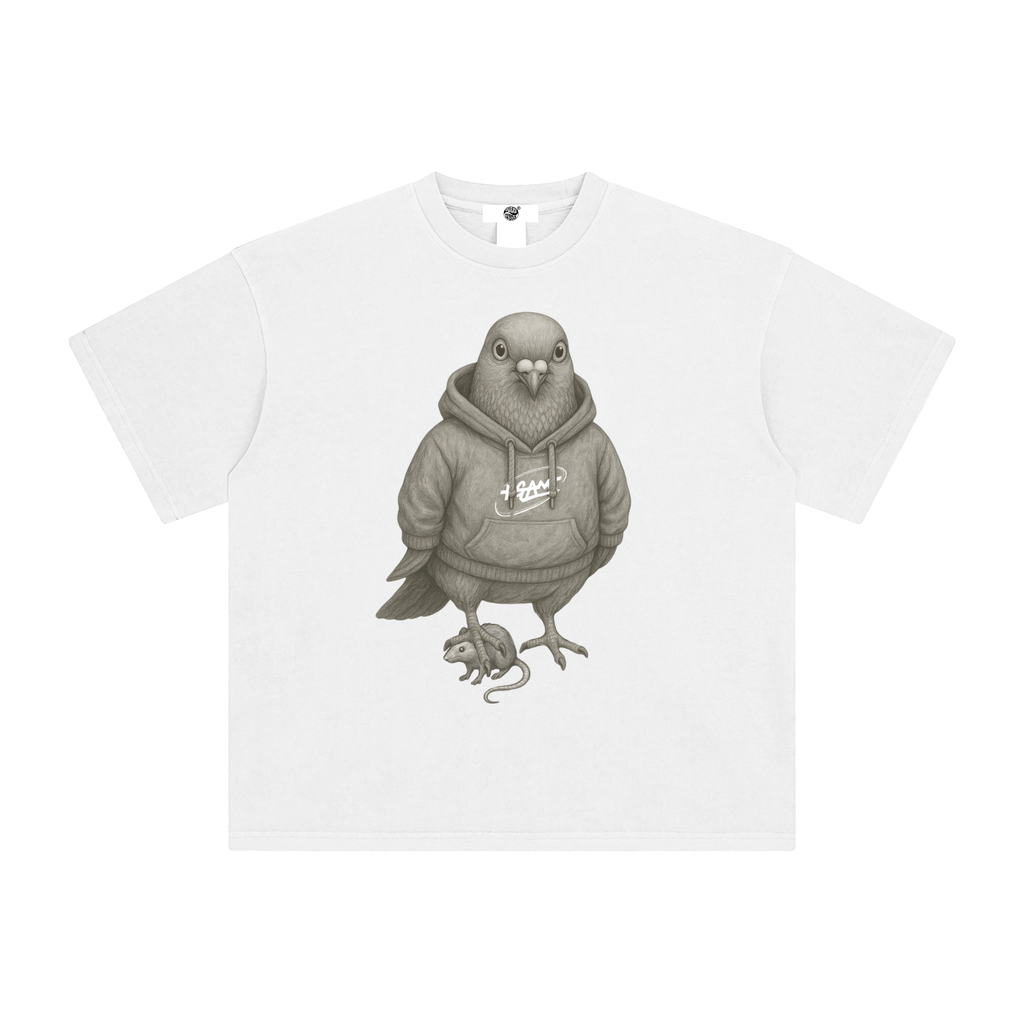 Enzyme‑Washed T‑Shirt — Big City Balance Pigeon Graphic Edition