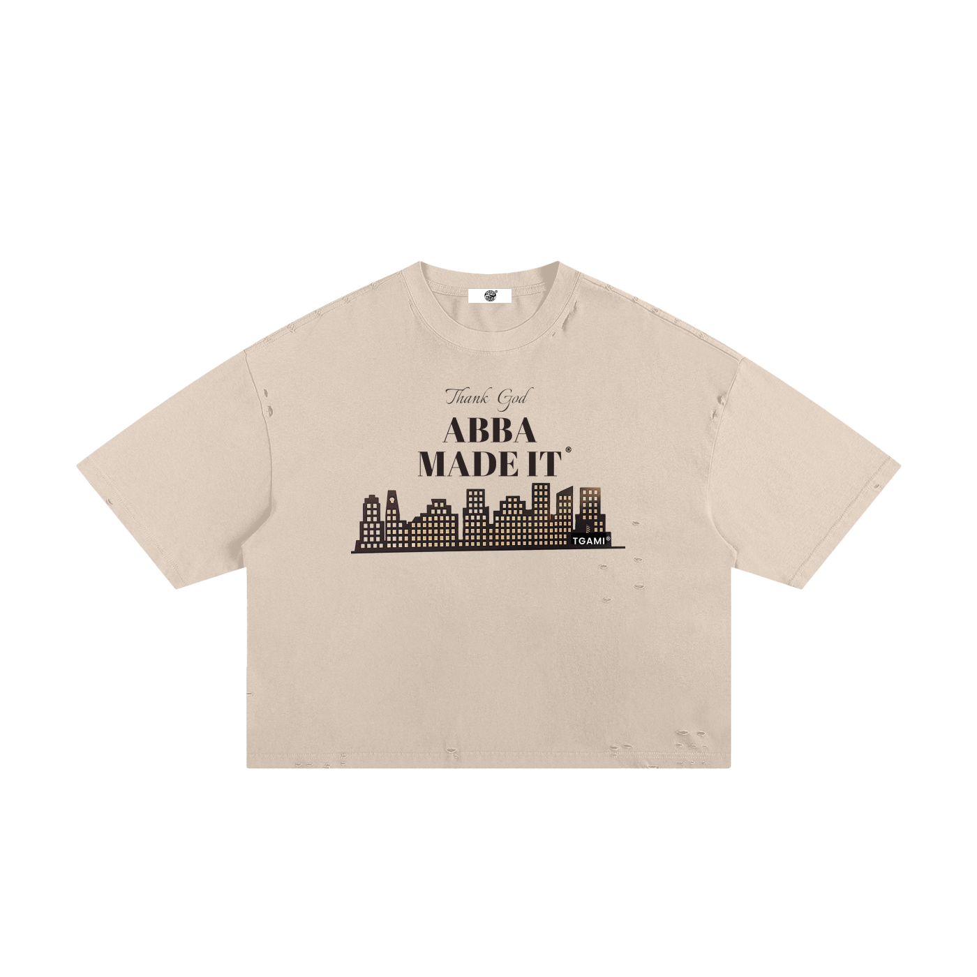 “NYCHA Grid” Frayed Boxy Tee — 250 GSM