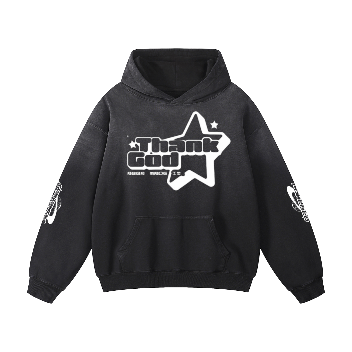 Heavyweight Sunfade Oversized Hoodie — Thank God* + +G Swoop + Chakras Powered Edition