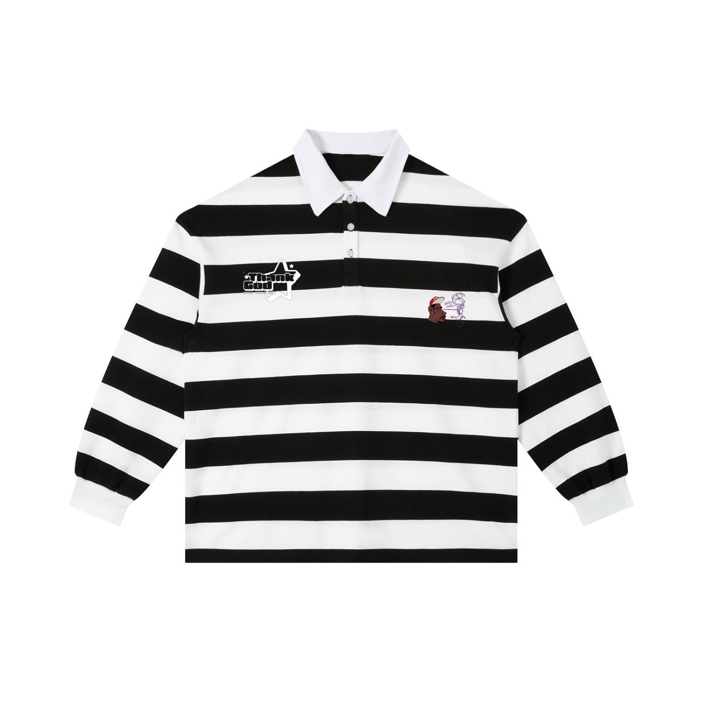 White Black Stripe Polo Shirt