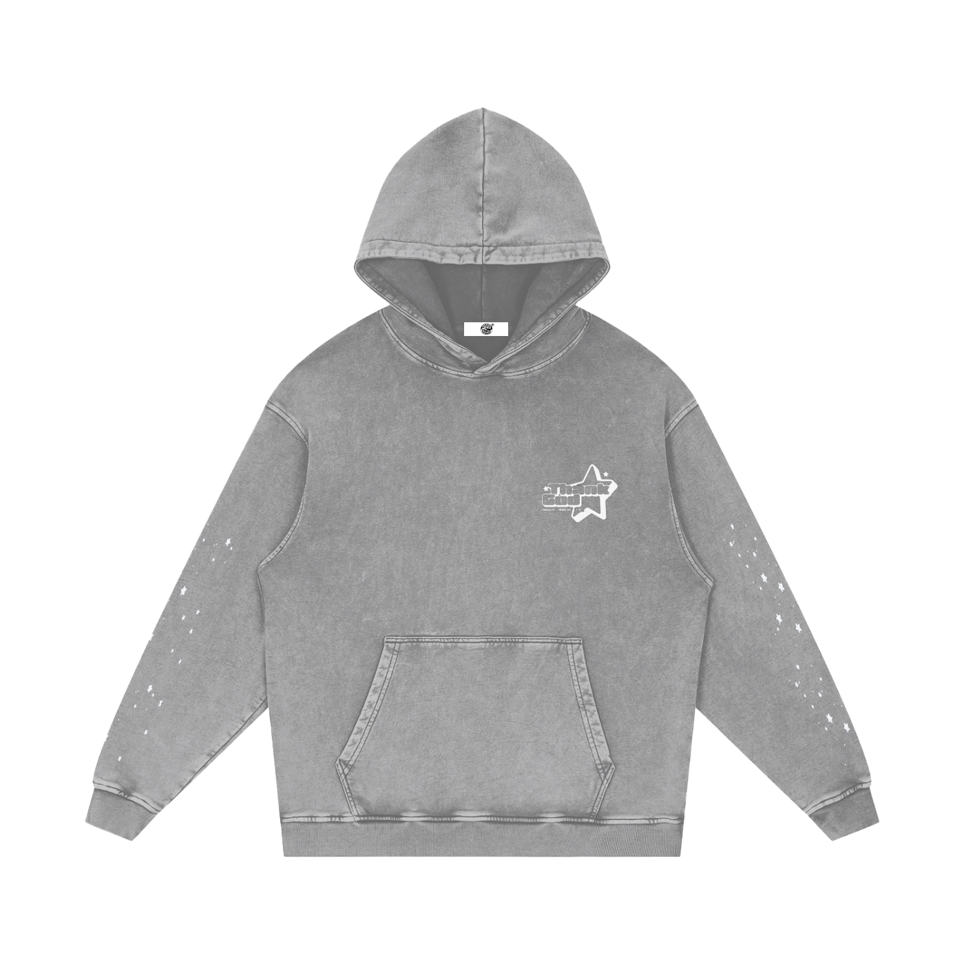 Snow‑Washed Loose Cotton Hoodie — Thank God* Edition