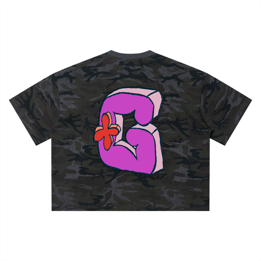 “Digi‑Graffiti Spray” Camo Boxy Tee
