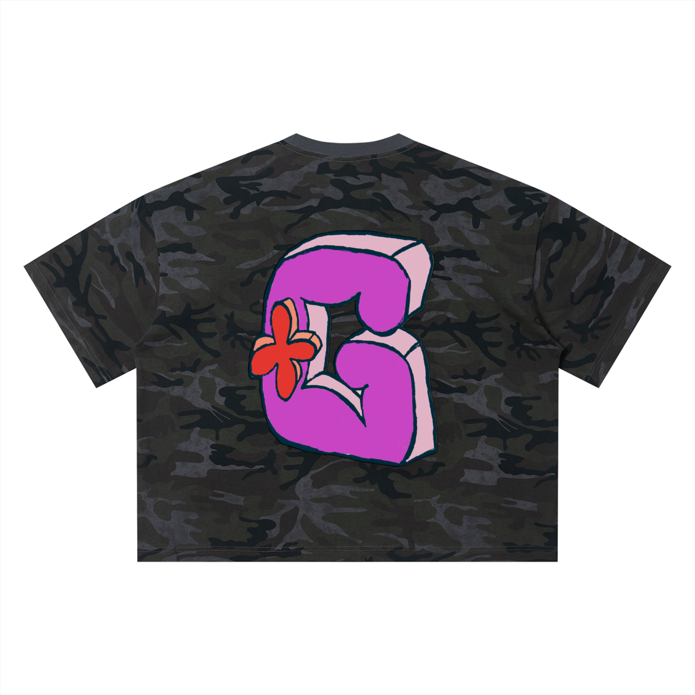 “Digi‑Graffiti Spray” Camo Boxy Tee
