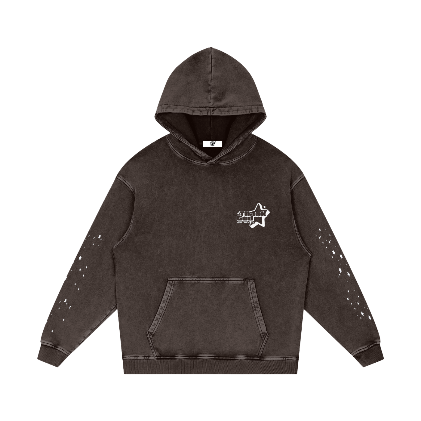 Snow‑Washed Loose Cotton Hoodie — Thank God* Edition