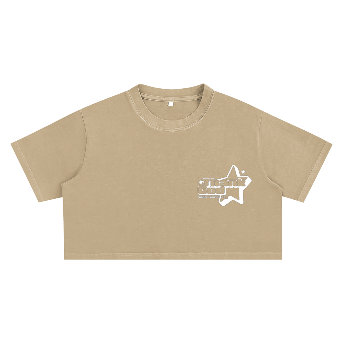 Thank God* logo Snow Washed Crop Top