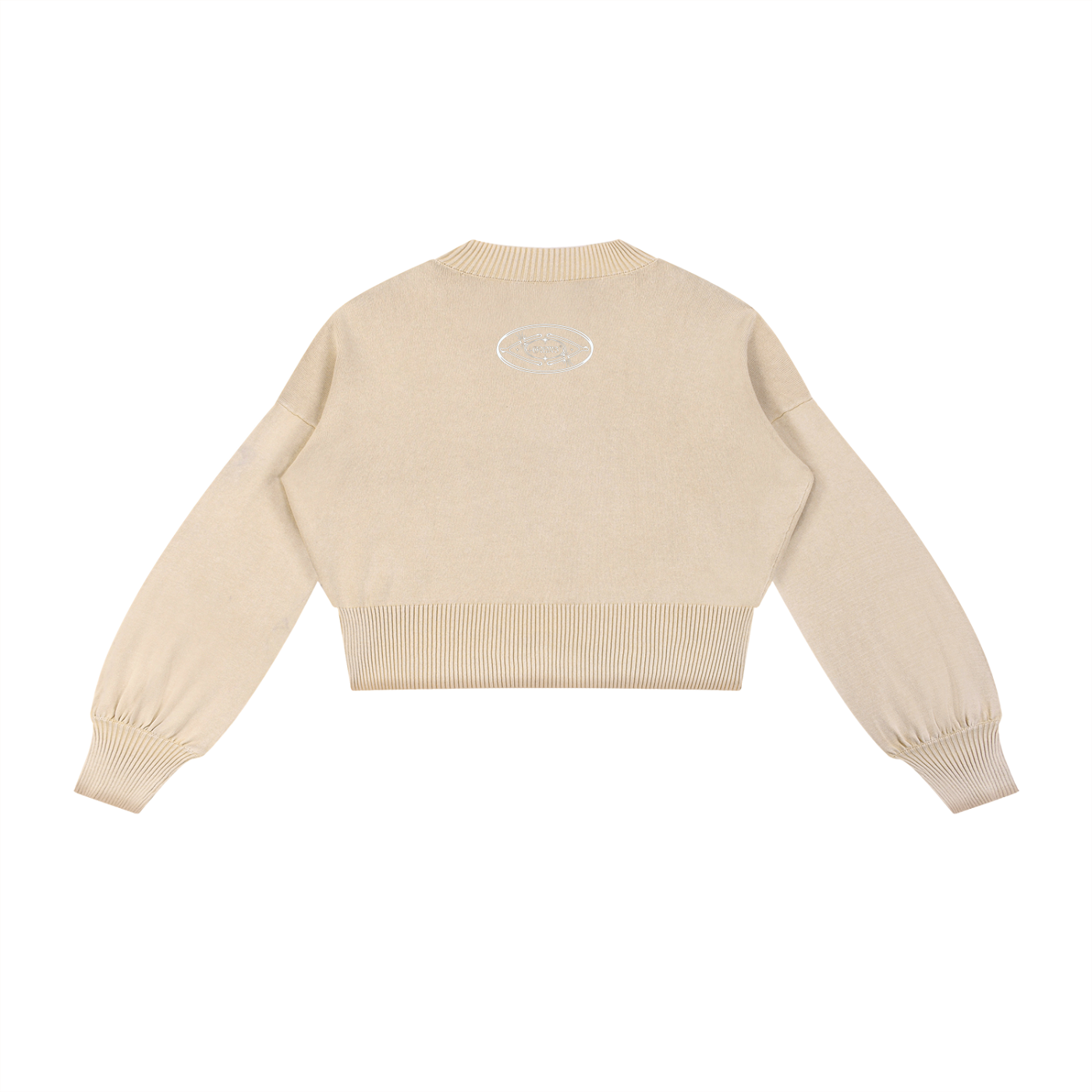 Mineral‑Wash Balloon Sleeve Cropped Sweater — +G + Broken Wishbones Edition