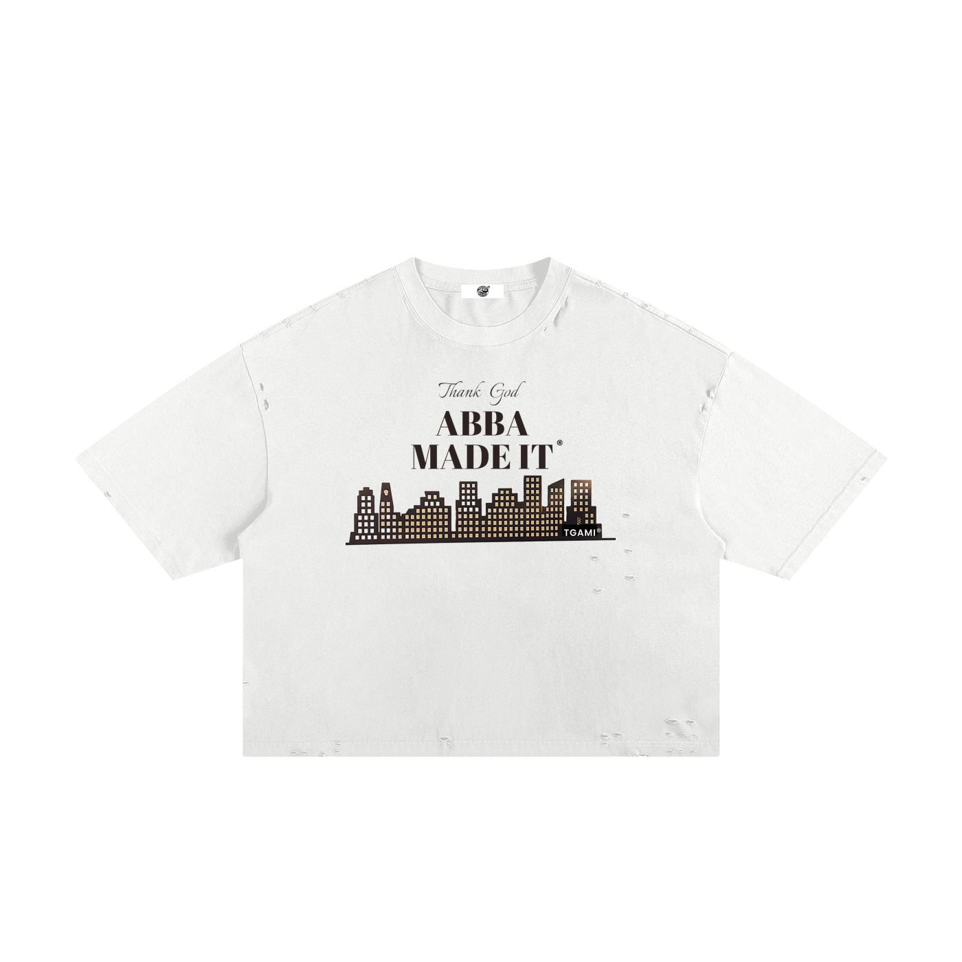 “NYCHA Grid” Frayed Boxy Tee — 250 GSM