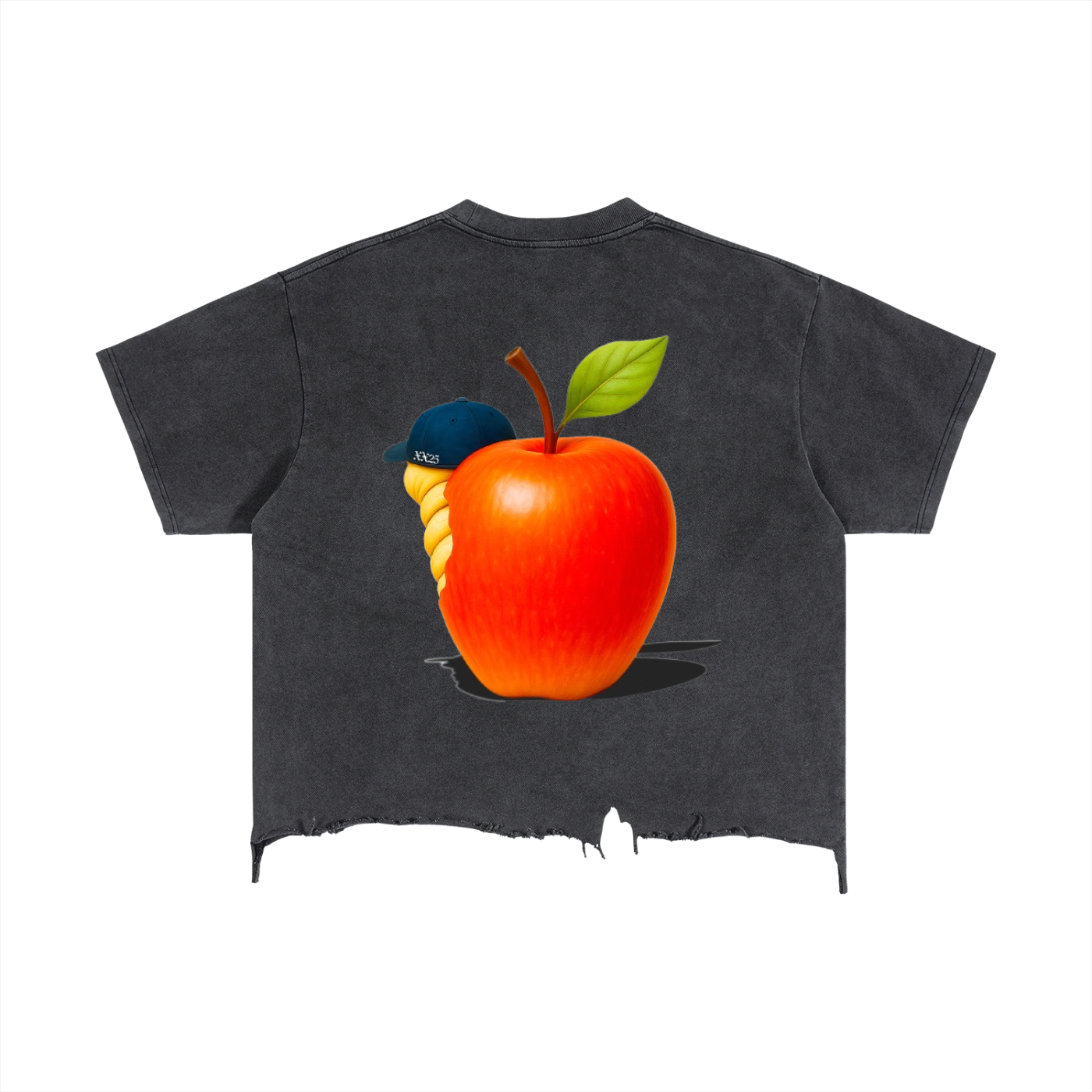 Vintage Wash Boxy Distressed Hem Tee — Big App Worm “Make It Anywhere” Edition