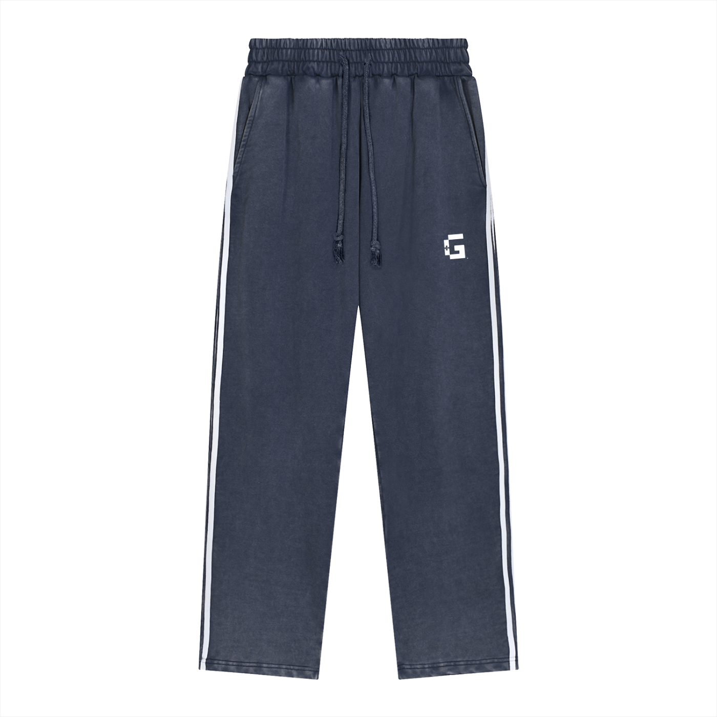 Snow‑Washed Contrast Tape Sweatpants — +G + XX Timestamp Edition