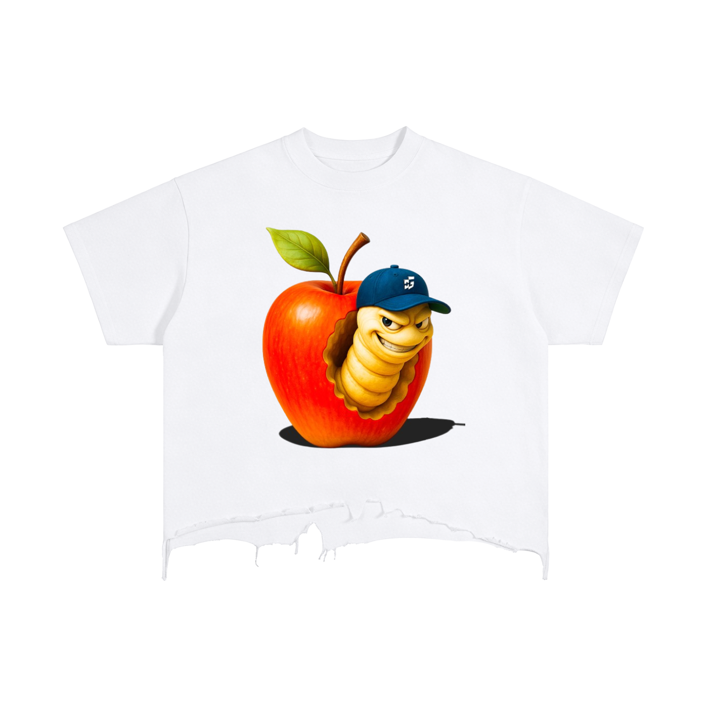Vintage Wash Boxy Distressed Hem Tee — Big App Worm “Make It Anywhere” Edition