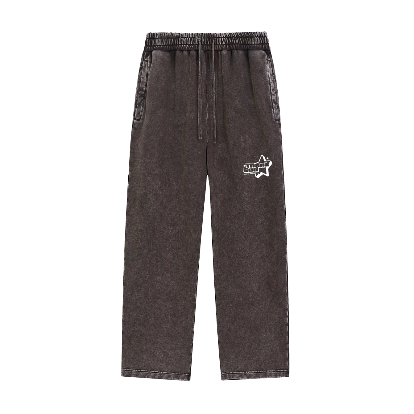 Snow‑Wash Heavyweight Sweatpants — Thank God* + +G Edition