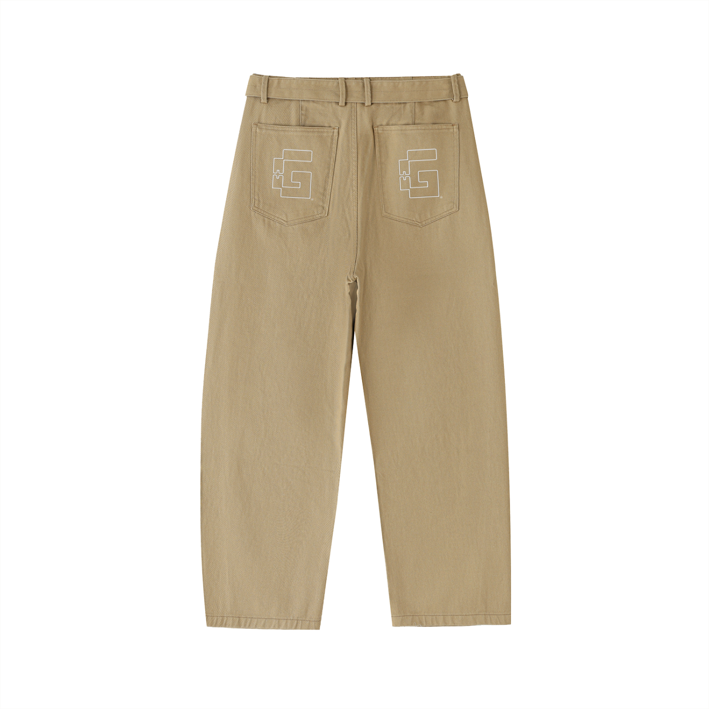 Belted Barrel‑Leg Chino Pants — +GAMI® Swoop Stamp Edition
