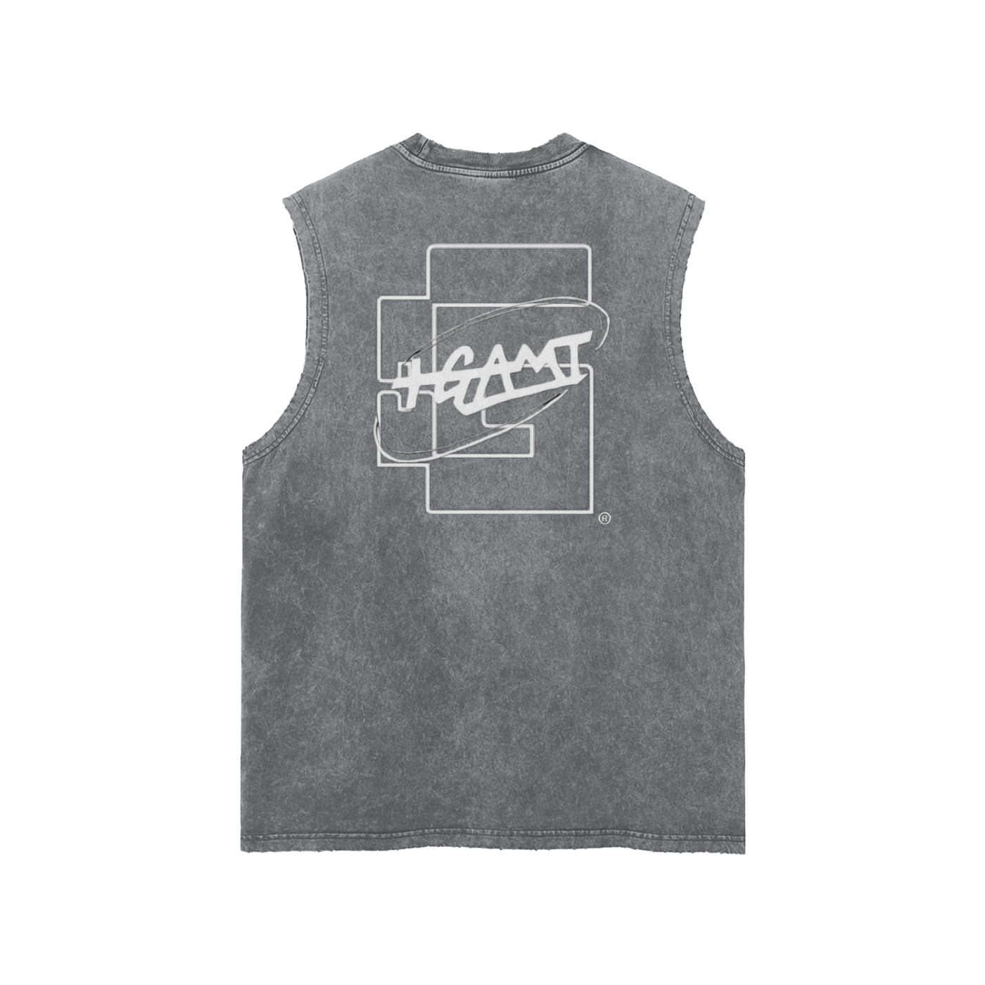 “World Is My Gym” Snow‑Washed Frayed Hem Tank