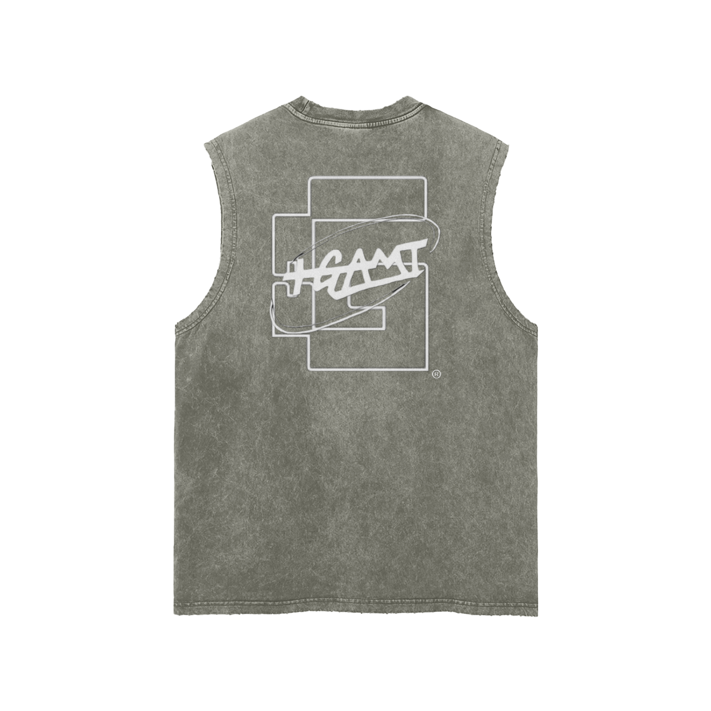 “World Is My Gym” Snow‑Washed Frayed Hem Tank