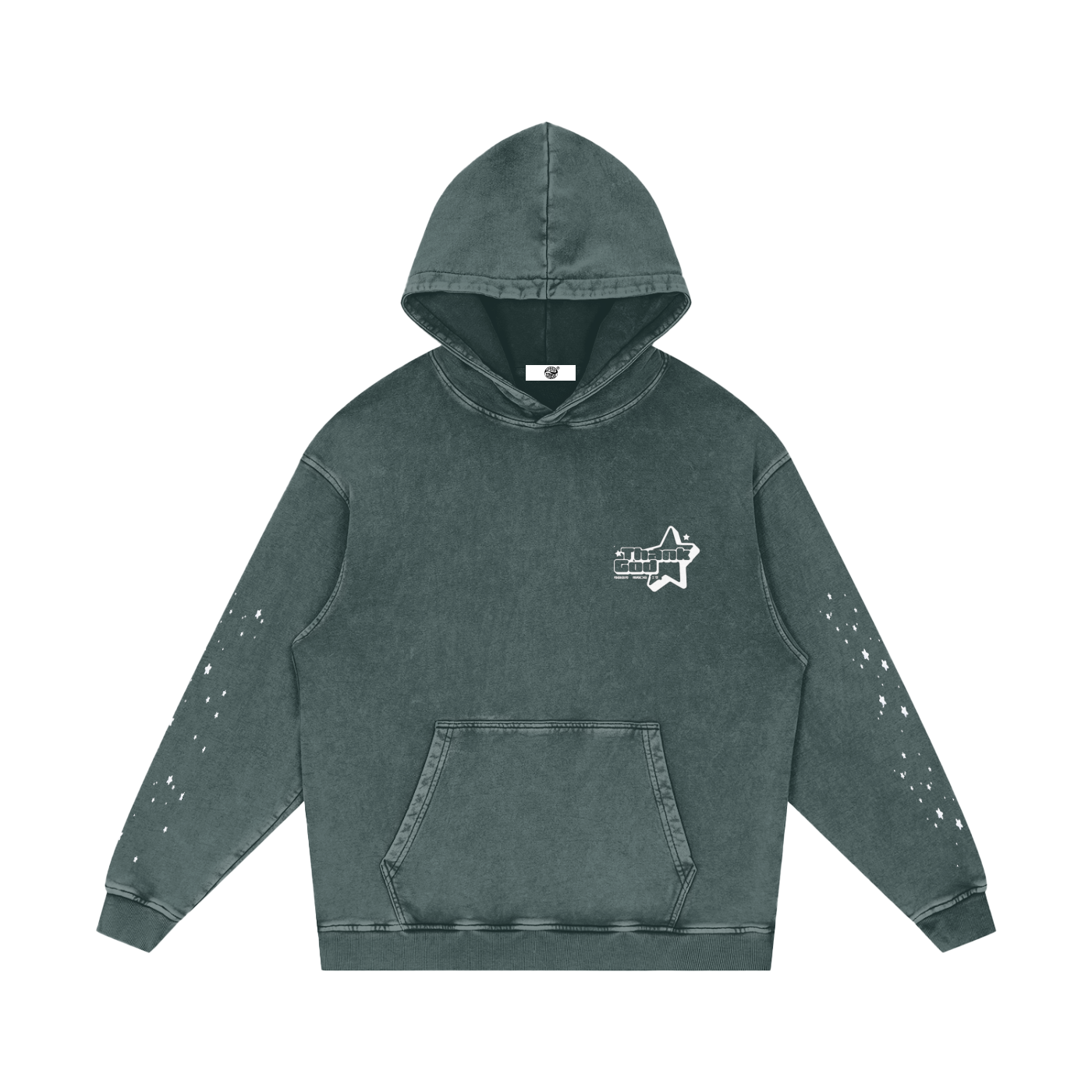Snow‑Washed Loose Cotton Hoodie — Thank God* Edition